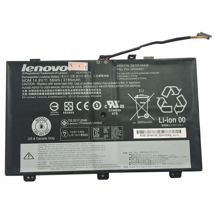 LENOVO 00HW001高品質充電式互換ラップトップバッテリー