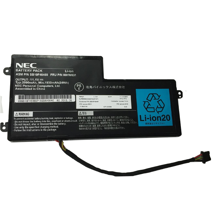 NEC FRU P/N 00HW031高品質充電式互換ラップトップバッテリー